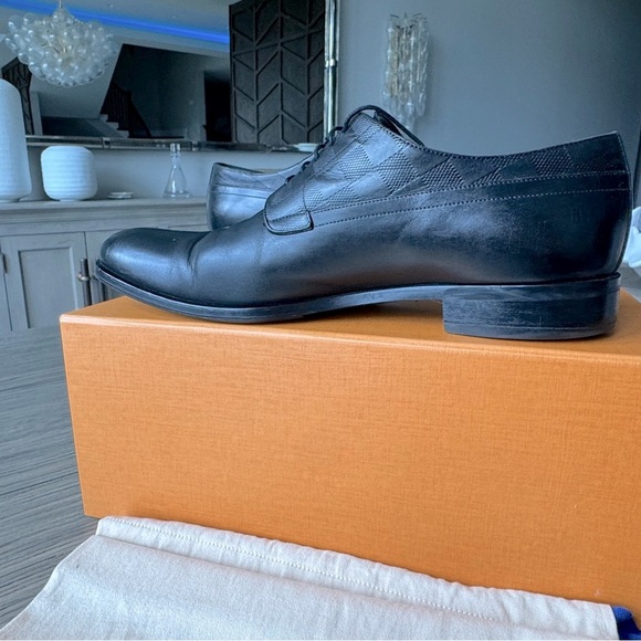 Louis Vuitton 📸 Black Leather Damier Style Oxfords - Picture 5 of 15